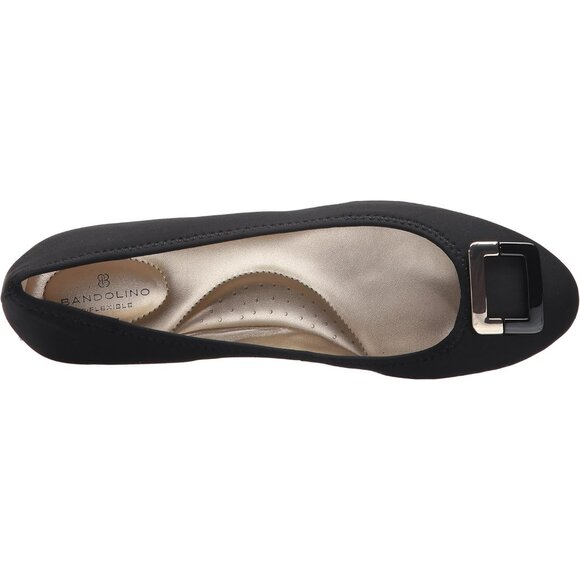 Bandolino Womens Black Fabric Closed Rounded Toe Flexible Wedge Flat Tad Pump - Picture 5 of 8